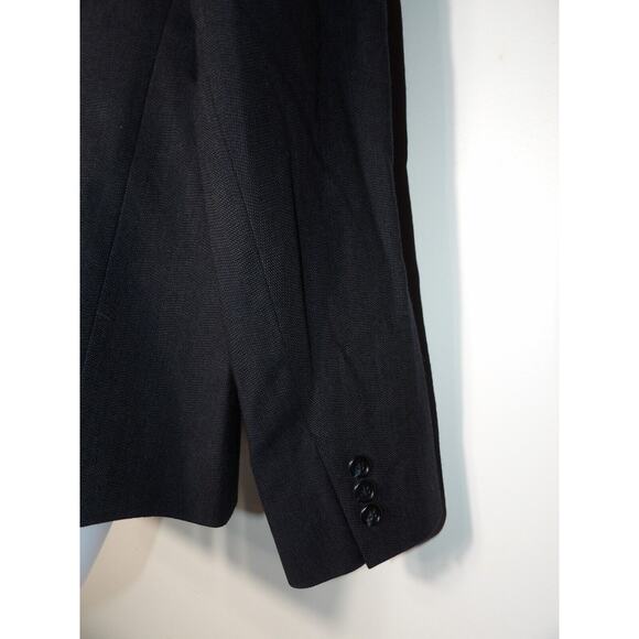 Harve Benard Blazer Womens 12 Wool Vtg Single Button Dark Navy Pinpoint Lined - Picture 14 of 14
